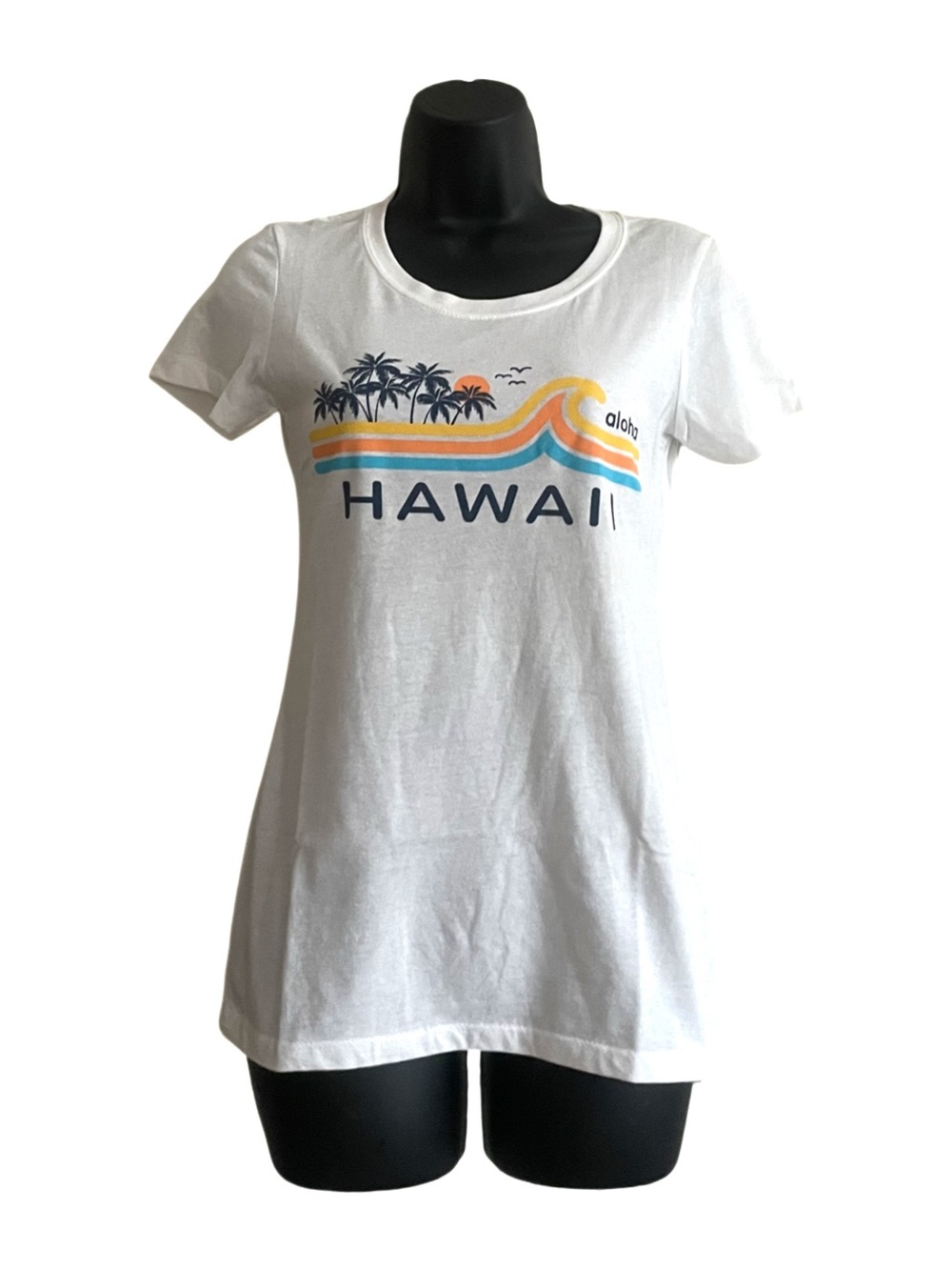 White Hawaii Graphic Short Sleeve BabyTee